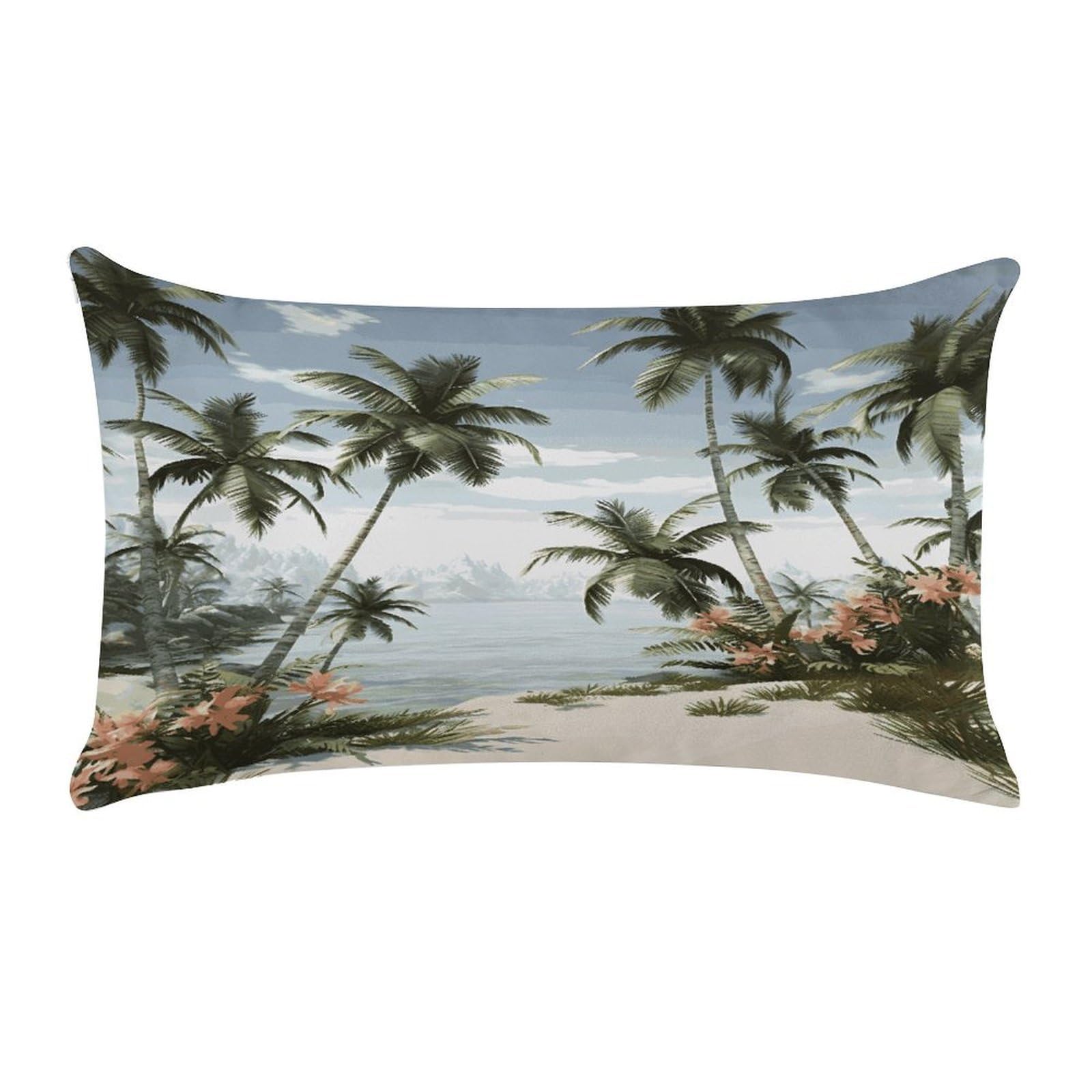 LDGSUPH Tropical Palm Trees Throw Pillow Cover with Zipper Long Throw Pillow Case Anti-Fading Pillow Protector Super Soft Decorative Cushion Case Exquisite Plush Pillowcase12 X 20 in