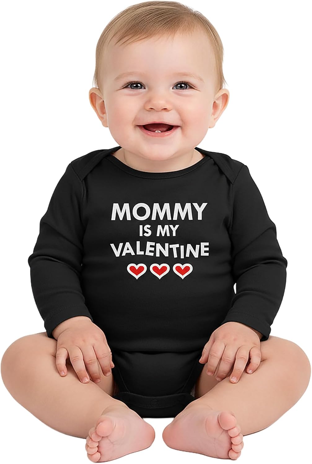 Tstars Mommy Is My Valentine Baby Bodysuit - First Valentine's Day Long Sleeve Outfit for Baby Boys & Girls