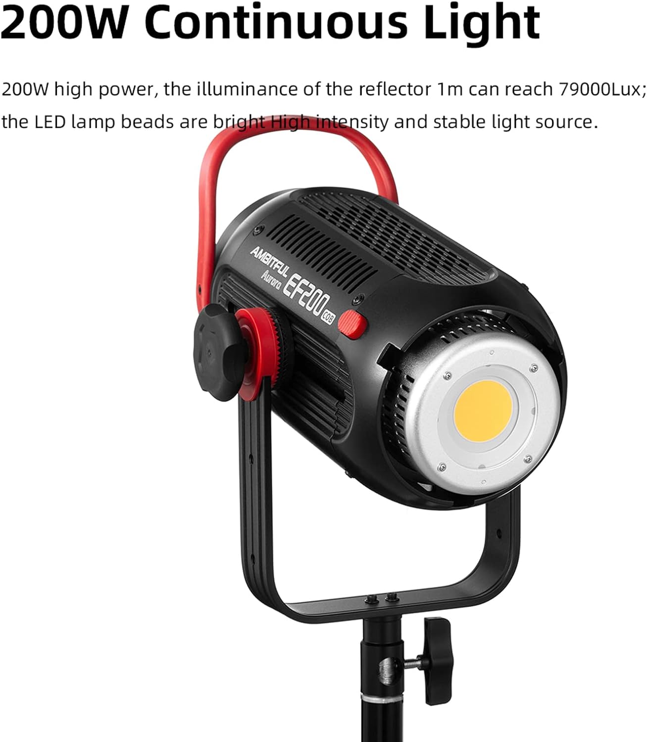 AMBITFUL EF200 Aurora COB 200W 5600K Professional Photography Fill Light Fx Lighting Effects, Wireless Control, Quiet Mode, Suitable for Photography, Studio, Showroom and Makeup