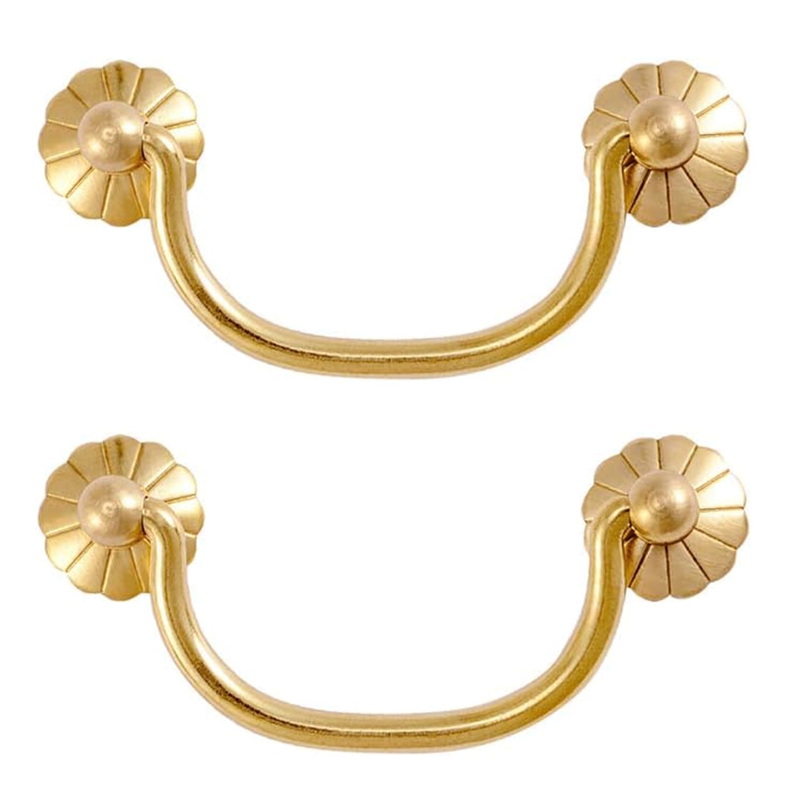 Lcanallyms Gold Kitchen Cabinet Handles, 2Pcs Vintage Brass Drawer Handles, Classical Copper Cabinet Pulls Antique Furniture Hardware Accessories(Gold)
