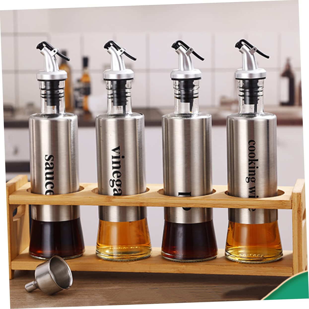 NAMOARLY 4pcs Oil Nozzle Olive Oil Bottles with Spout Vinegar Spout Dispenser Vinegar Spout Pourer Oil Bottle Pourer Pourers Wine Bottle Pourer Bottle Pourer Spray Nozzle Silver