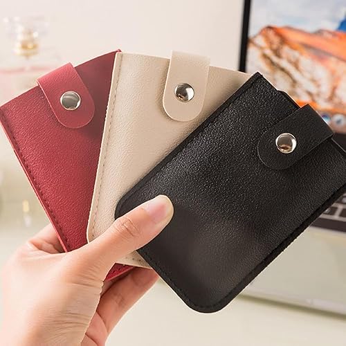 Miniatura 7 de thuendeman Organizador de tarjetas extraíble, Bolsa organizadora de cuero con cierre a presión, Organizador de tarjetas de crédito extraíble,
