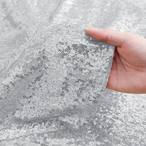 Sugargirl Silver Sequin Backdrop Curtain 4 Panels 2FTx8FT Glitter Silver Background Drapes Sparkle Photography Backdrop for Party Wedding Birthday Wall Decoration by Sugargirl - Image 5