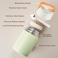 Vista 3 de PARACITY Tarro de sopa para adultos de 27 onzas, tarro de comida al vacío de acero inoxidable 316, recipiente de comida aislado de boca ancha