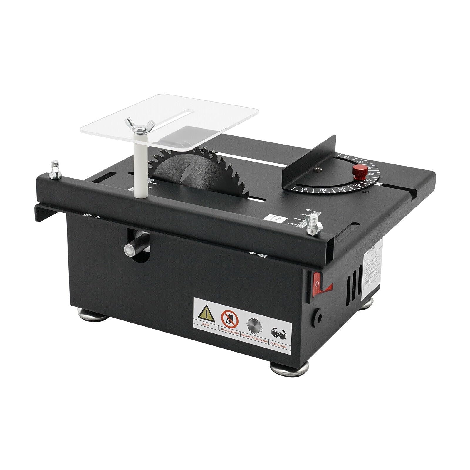 Mini stołowa pilarka tarczowa, 200 W, wielofunkcyjna piła 10 000 obr./min, regulacja kąta 0-90°, "zrób to sam", 7-biegowa regulacja do obróbki drewna, projektów cięcia, czarna