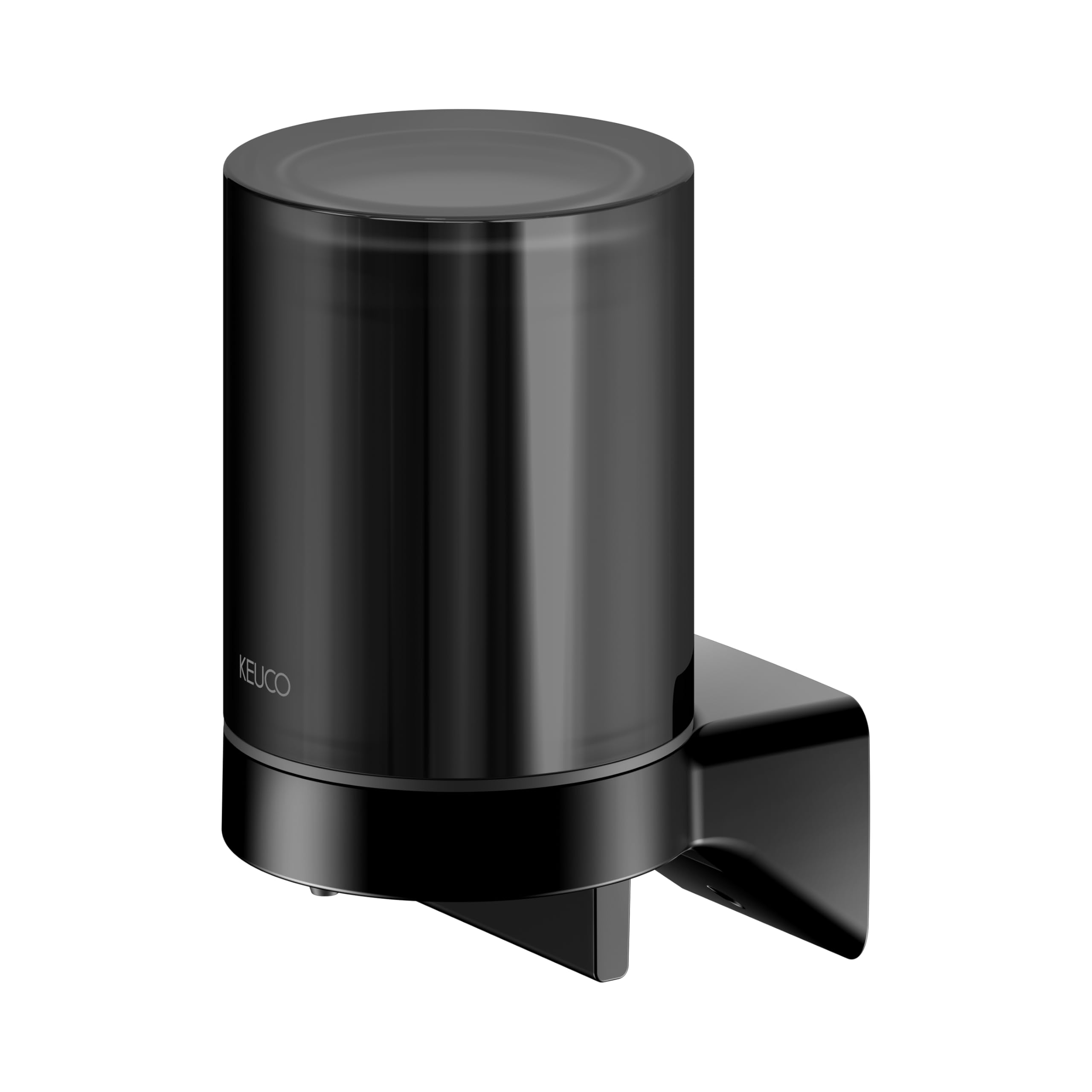 Keuco Rose Dispensador de jabón, 180 ml, sin perforar, Negro Mate | con vaso deslizable, Made in Germany, recargable, incl. kit de pegado y juego de tornillos