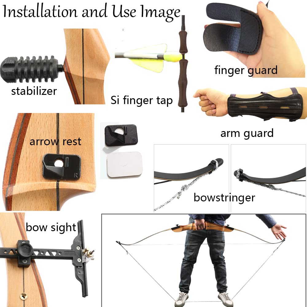 wolfman Recurvebogen Set Erwachsene 66/68/70 Zoll 12-40LBS Pfeil und Recurve Bogen Set Praxis Bogen Jagdbogen für Bogenschießen Halle Schießen Wettkämpfe Übung Rechtshänder