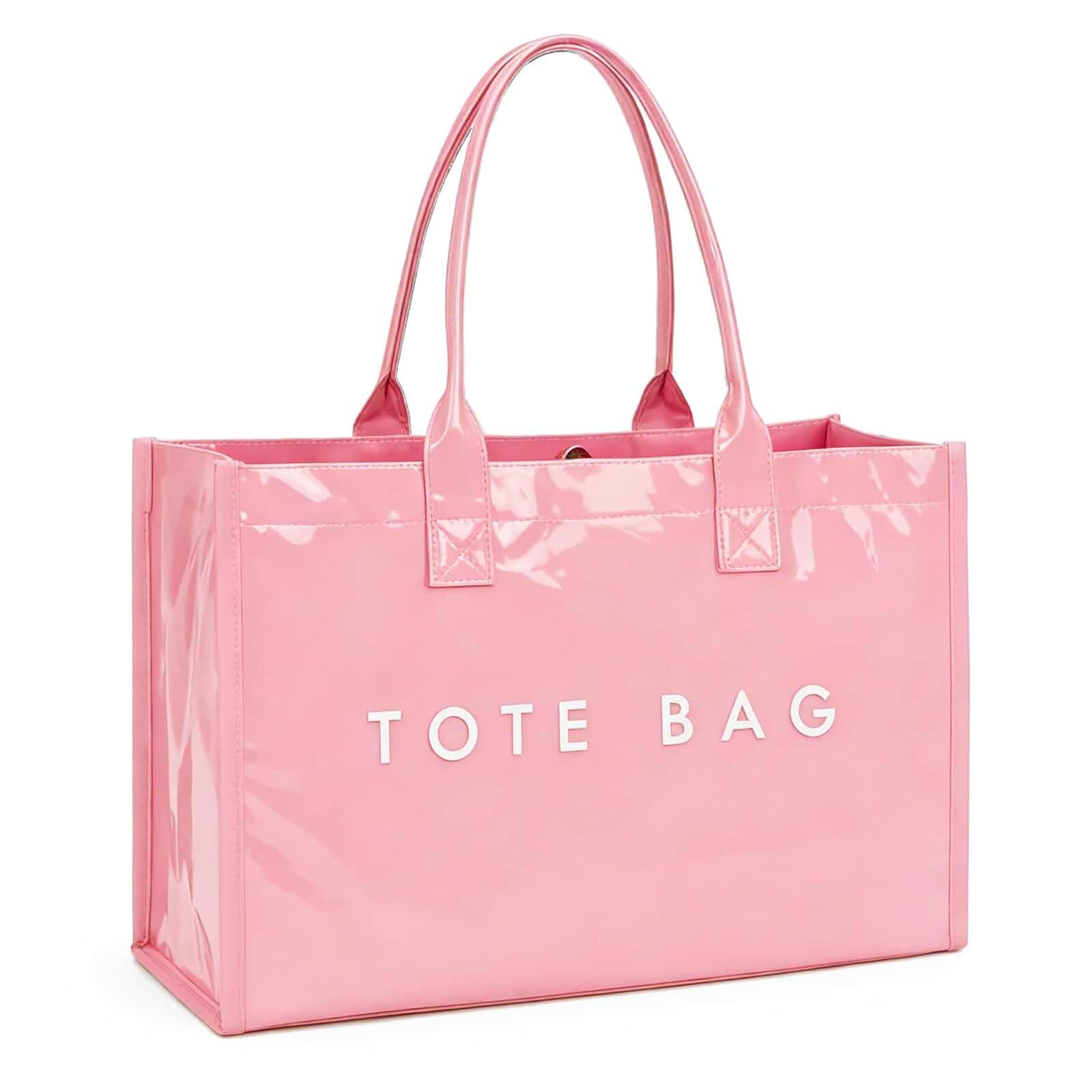 SongKedora PVC Tote Bag for Women Large Work Plastic Tote Purse Letter Print Shoulder Bag Hobo Handbag with Top Handle