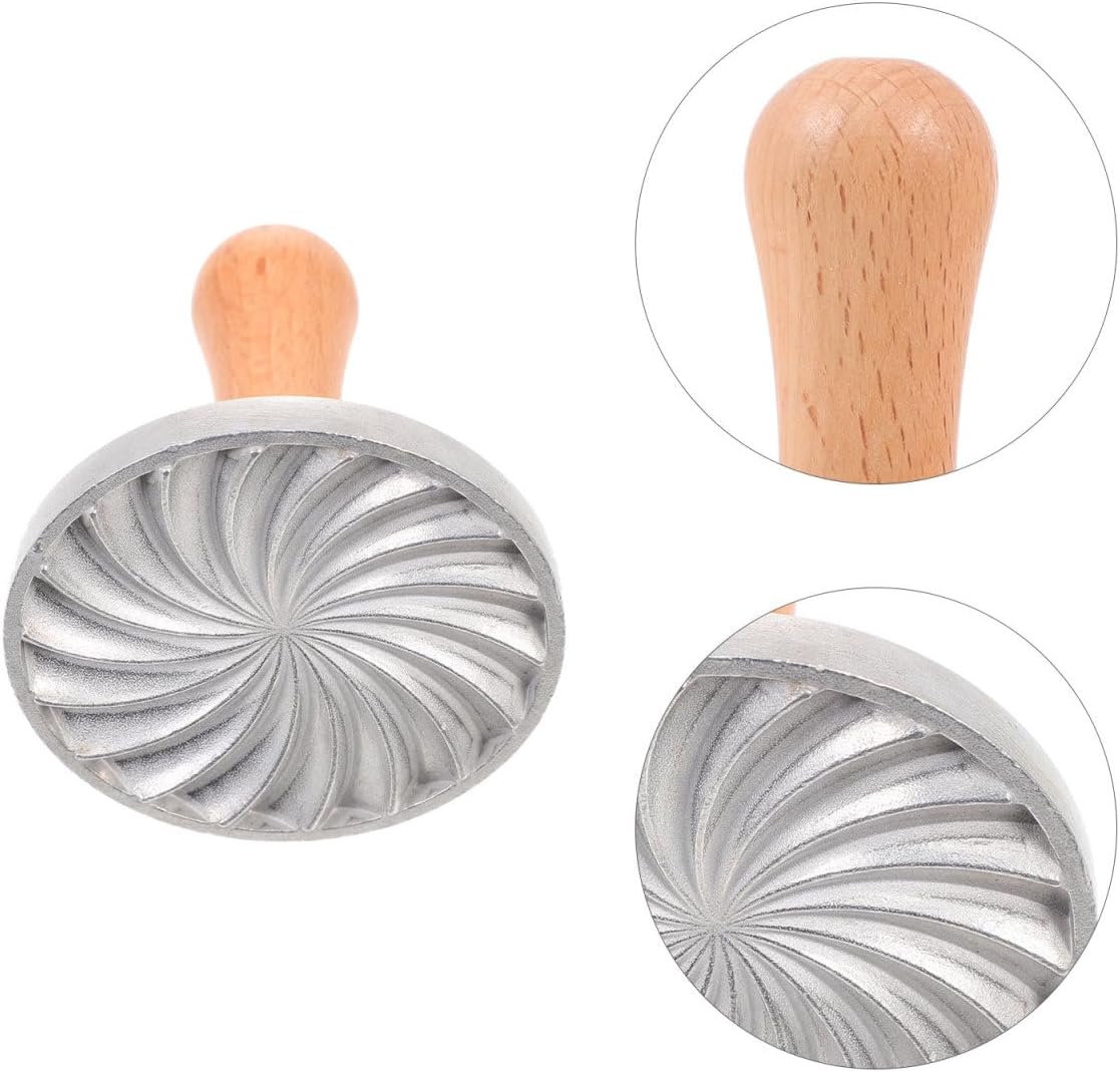 Kichvoe Cookie Stamp, Zinc Alloy Metal Mold Press with Wooden Handle 2 Inch