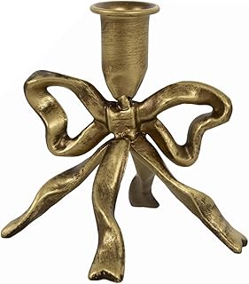 Hobby Lobby Gold Bow Metal Taper Candle Holder, 5" H x 4.81" W, Gold, Decorative Candle Holders for Centerpiece, Table, Mantel, Wedding
