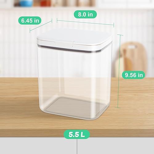Miniatura 5 de TBMAXS Contenedor de almacenamiento de arroz, 5.8 cuartos de galón, contenedor de plástico transparente de 11 libras con tapa desplegable para