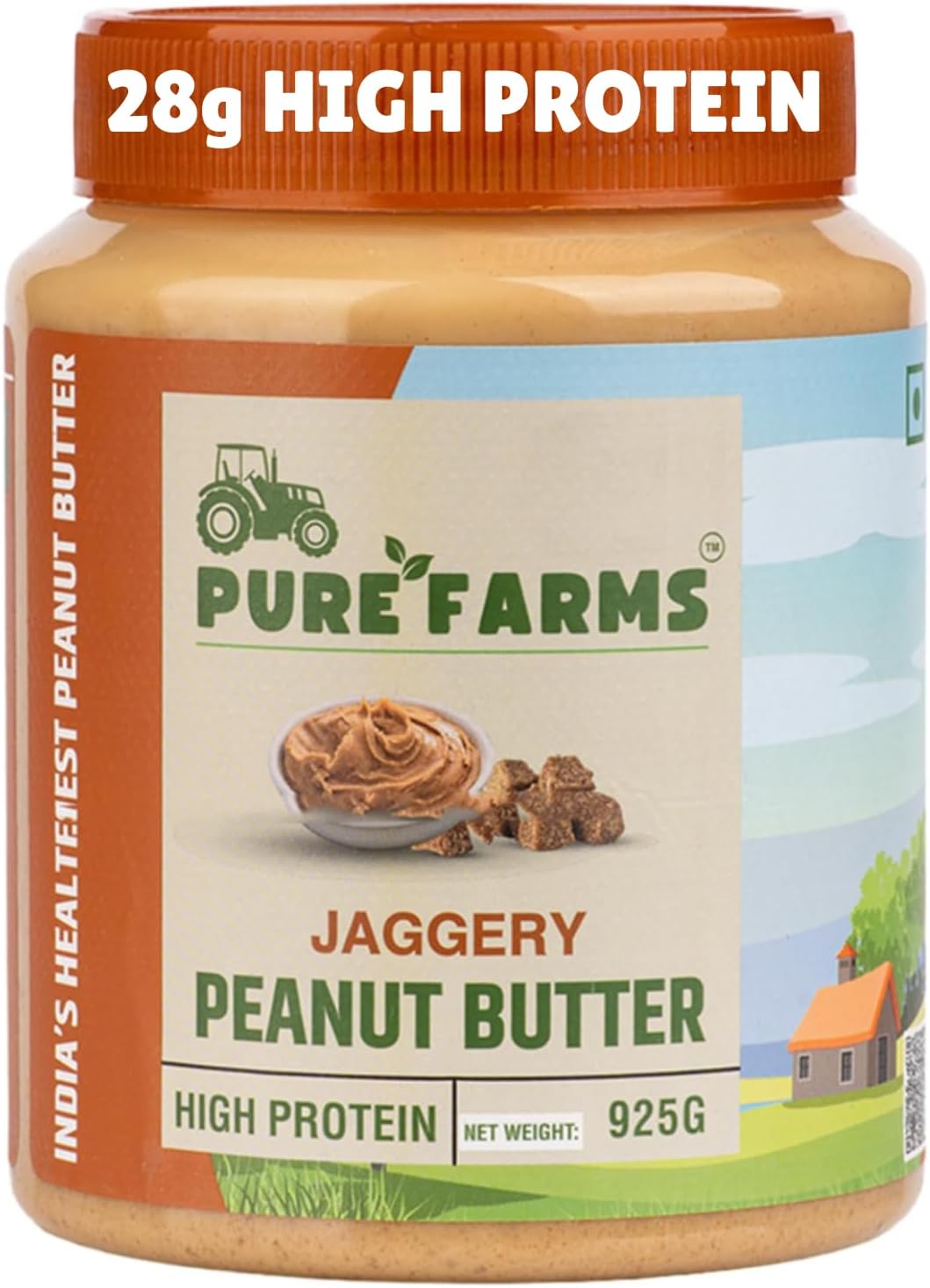 PURE FARMS Organic Jaggery Peanut Butter, 925gm Pack, Naturally Sweetened Pea...