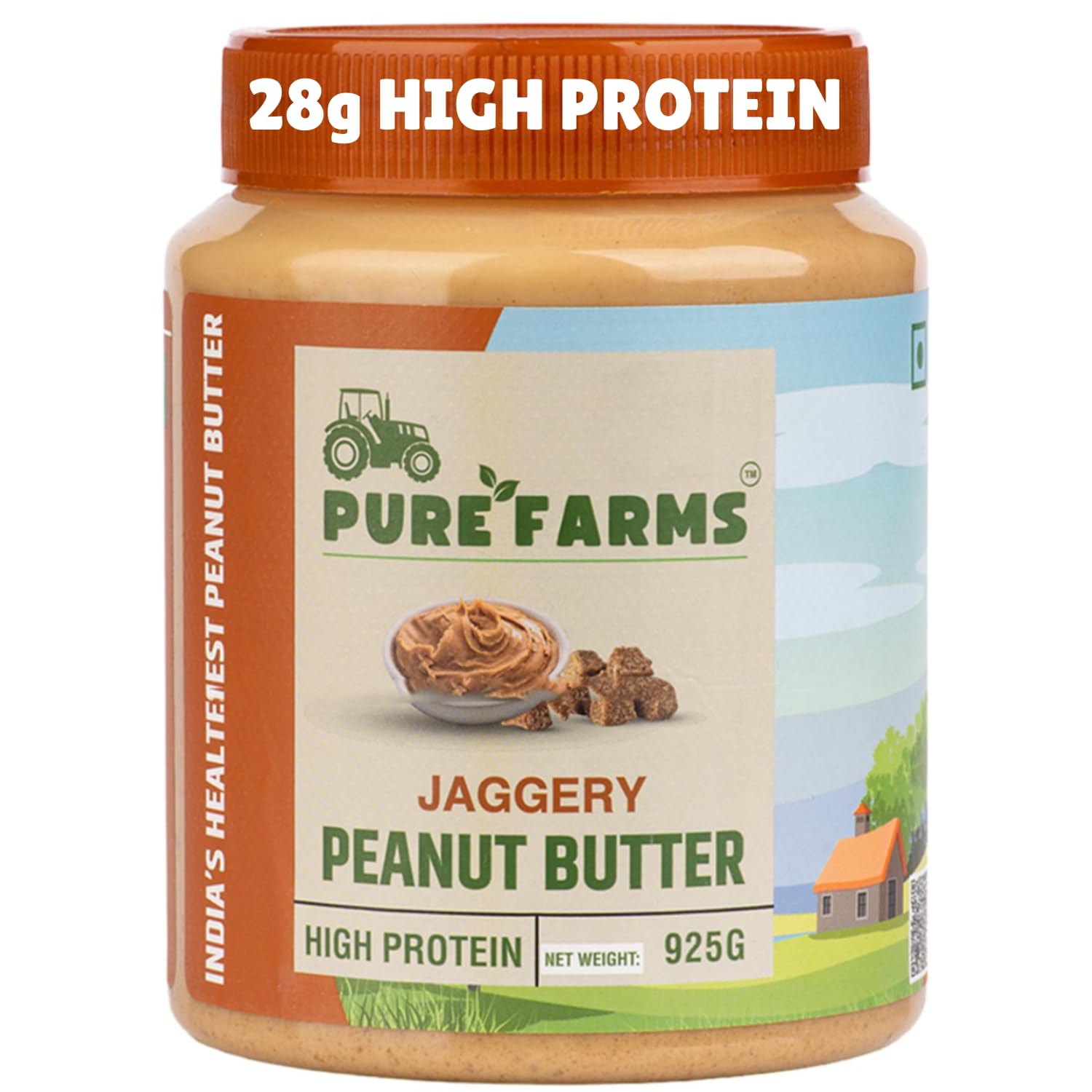 PURE FARMS Organic Jaggery Peanut Butter, 925gm Pack, Naturally Sweetened Pea...