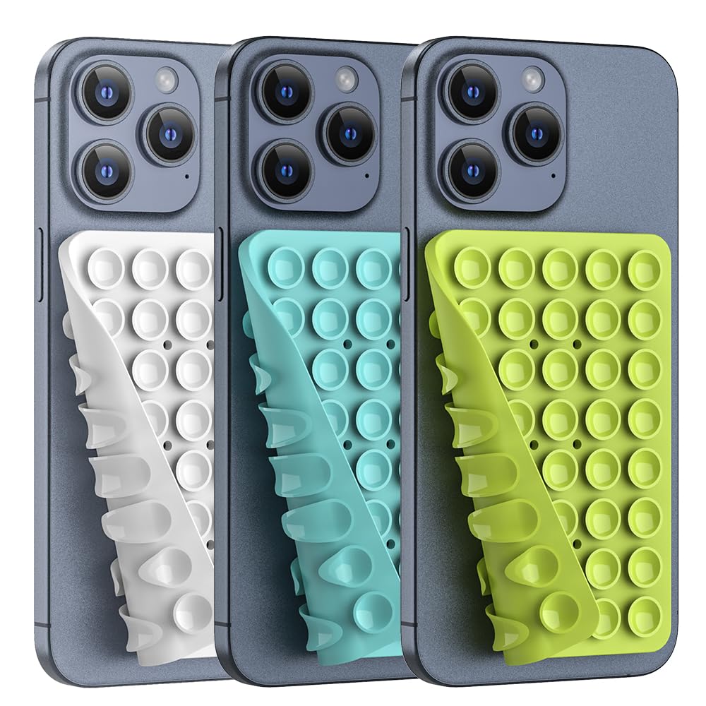 Double Sided Silicone Suction Phone Holder Mount, Silicon Accessory for iPhone and Android, Hands-Free Mirror Shower Phone Holder, TikTok Videos and Selfies (Combo H)
