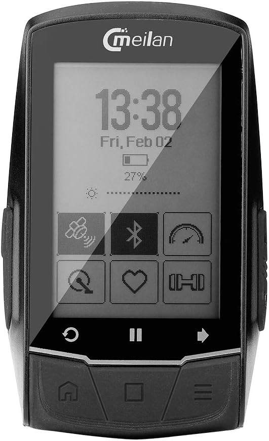 MEILAN M1 Bluetooth Wireless Bike Computer IPX6 Waterproof Bicycle Computer GPS Road Map Navigation Odometer Motion Speedometer for Outdoor Sports, 2.6 inch High-Definition Dot Matrix Screen