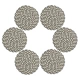 Topotdor Round Placemats Heat-Resistant Stain Resistant Anti-Skid Washable Polyproplene Table Mats Placemats (Cream-Brown, Set of 6)