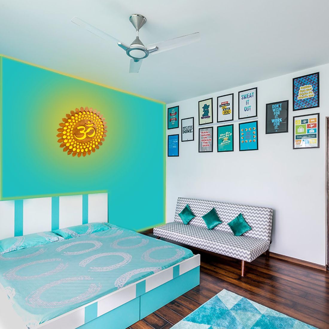 Biswas Brother OM Mandala Wall Back lid LED Light Wall Décor A well-designed home should tell a story,Size(24 inch X 24 Inch) Large Size(Vinyl & Wooden Mdf finishing) 1