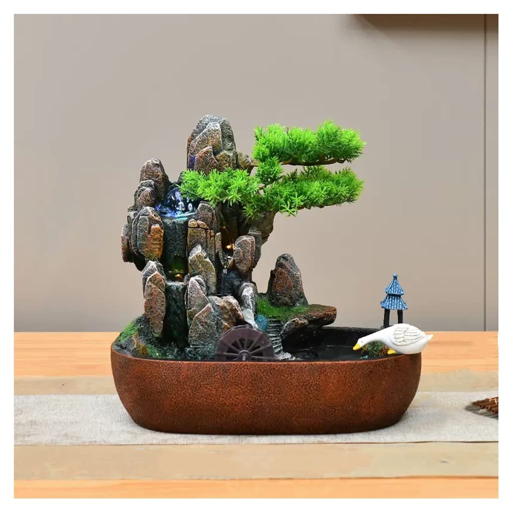 Fontaine d'eau qui coule alpine en résine sculptée pour décoration de bureau chic