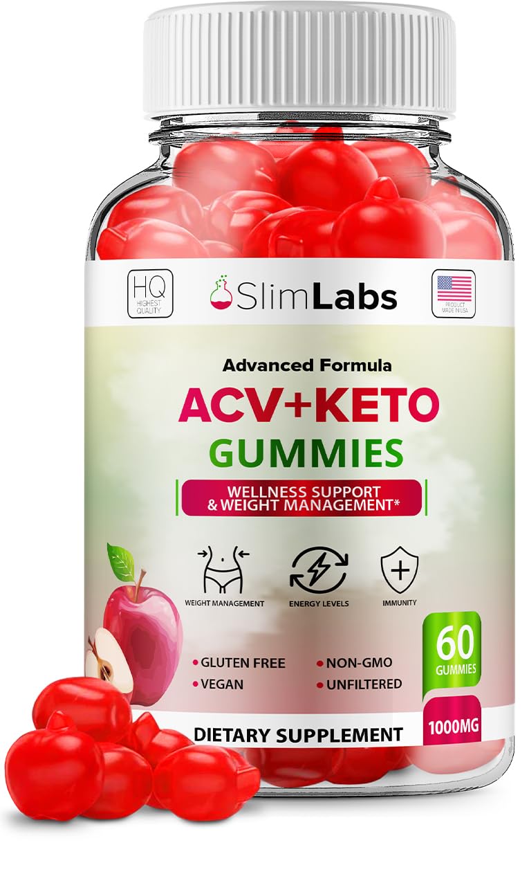 Slim Labs Keto ACV Gummies Slim Labs ACV Advanced Formula Plus Apple Cider Vinegar Keto Gummies Dietary Supplement B12 Beet Root Juice Men Women (60 Gummies)