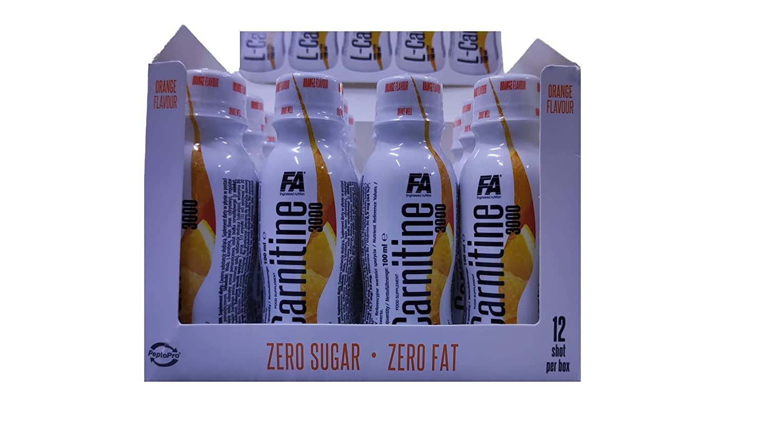 FA Engineered Nutrition L-carnitine pre-work out 3000 Shots with vitamin B6,zero sugar, zero Fat Ѕuрроrtѕ охіdаtіоn inсrеаѕеѕ еndurаnсе- prоtесtѕ muѕсlеѕ orange flavour 100 ml. pack of 12
