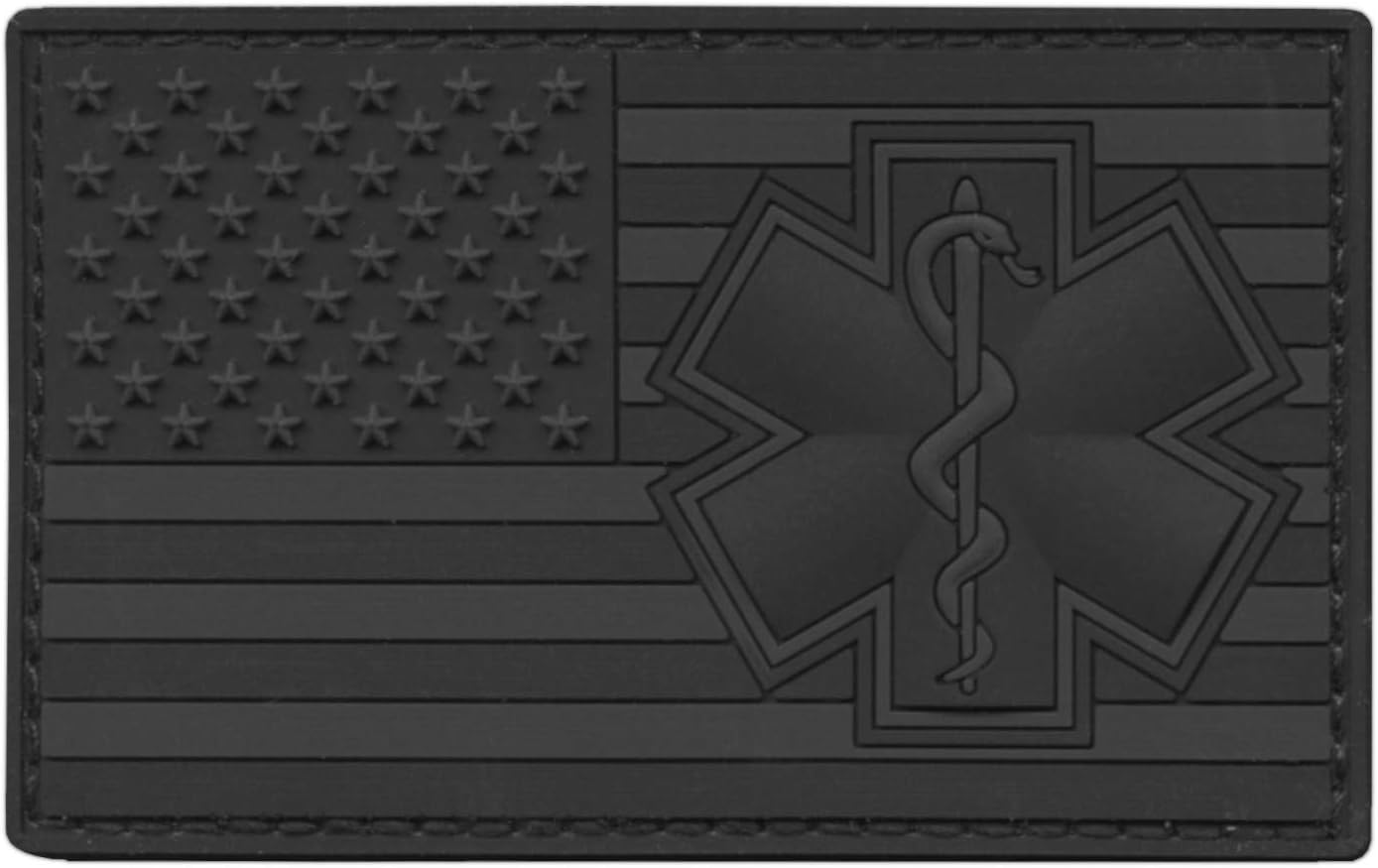 EMS Patch PVC American Flag Medic Patch Compatible with Velcro for Backpacks Medical