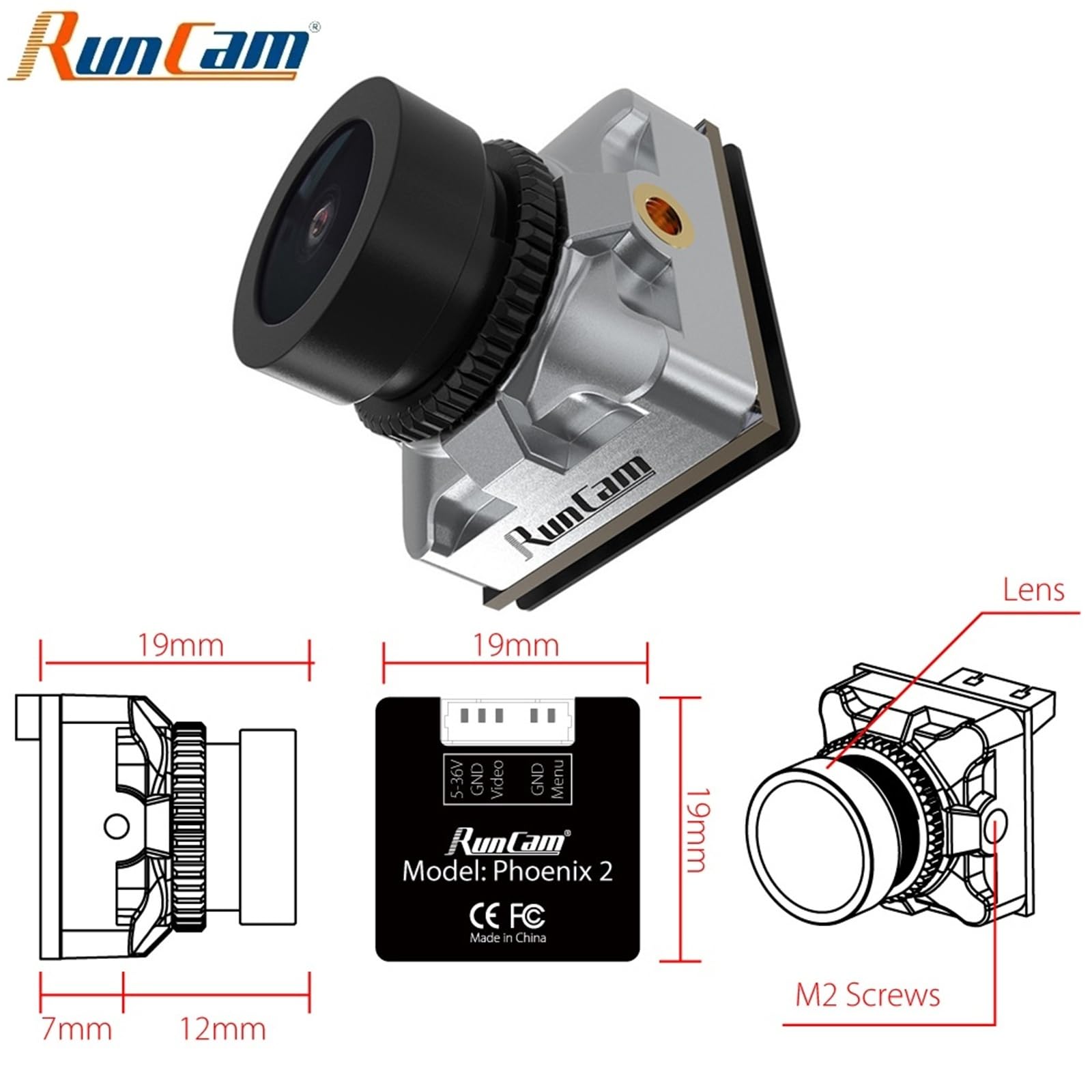 Nano 1000TVL Allwetter-FPV-Kamera f/2.0 for RC-Drohnen | Nano-Allwetter-FPV-Kamera – 1000TVL, f/2.0-Blende for RC-Drohnen(Phoenix 2 JB)