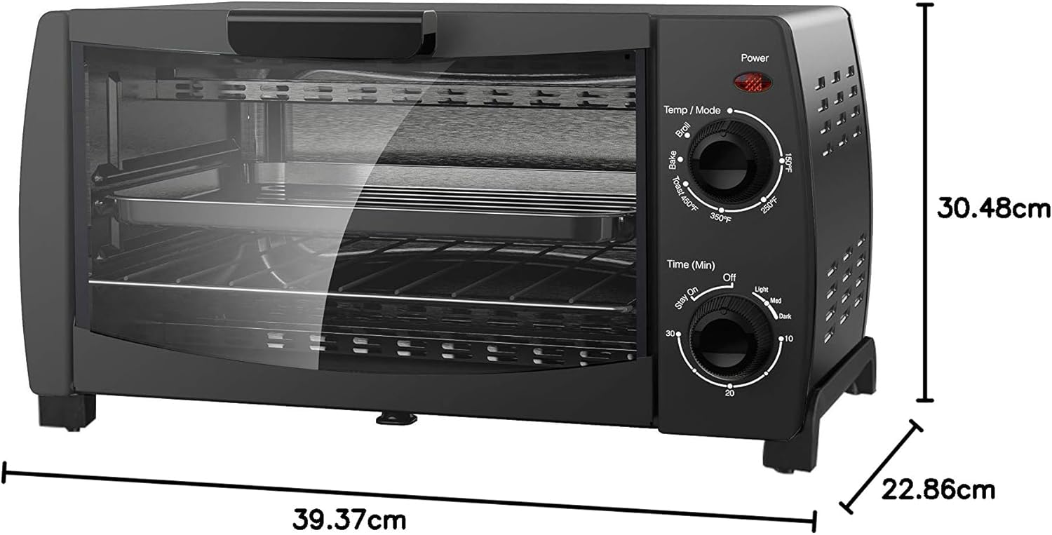 Dimensions of Mainstay MG10BFK-B 4-Slice Toaster Oven