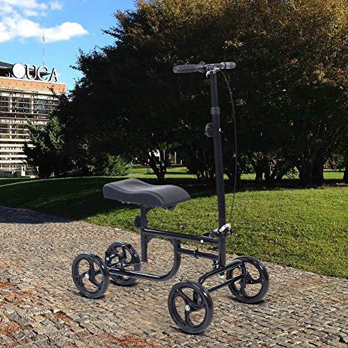 300Lbs Compact & Foldable All-Road Knee Walker Steerable Madical Scooter Crutch Alternative Ideal for Ankle Or Lower Leg Individuals Recovering from A Broken Foot, Broken Ankle Or Ankle Surgery Black