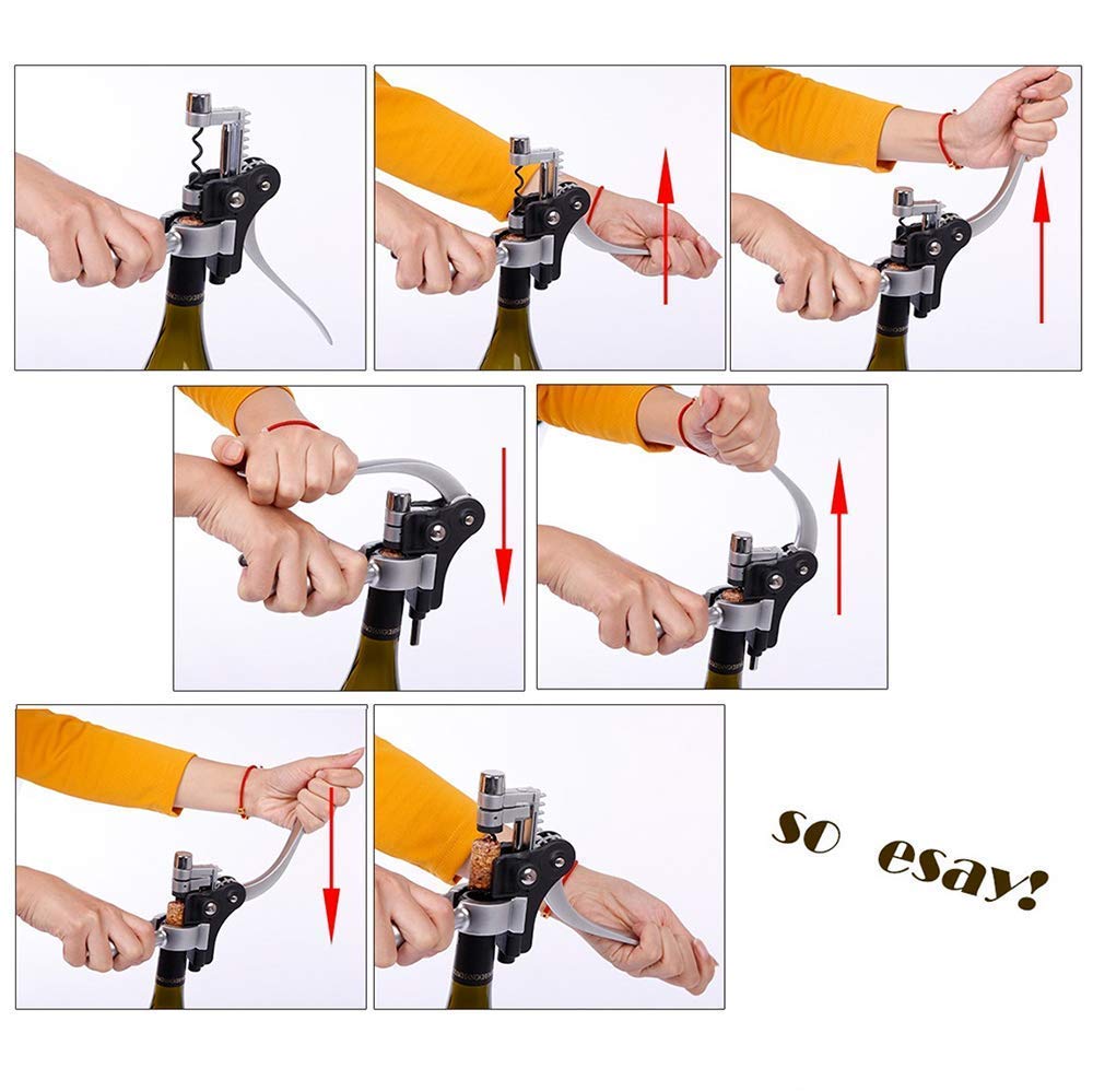 MRKU Set Manuale di cavatappi con apribottiglie e 9 Accessori Eleganti.