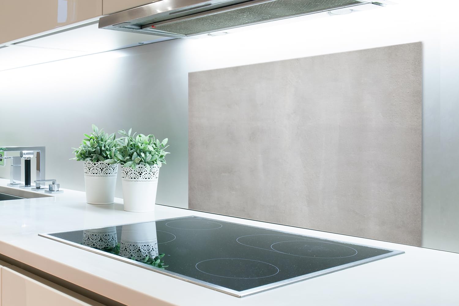 KitchenYeah© Paraschizzi Cucina Alluminio Pannello Dietro Piano Cottura | 80x55 cm - Fornelli a Gas Paraspruzzi Calcestruzzo - Grigio - Cemento - Industriale - Texture