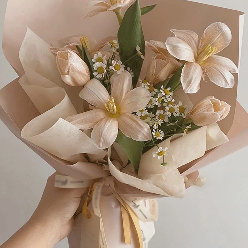 ZQDMYT Papier Cadeau Enroulement Papier Kraft Papier rétro Couleurs Quatre Couleurs Bouquet Cadeau Cadeau Artisanat d'emballage for la Saint-Valentin d'anniversaire Cadeau (Color : Beige)