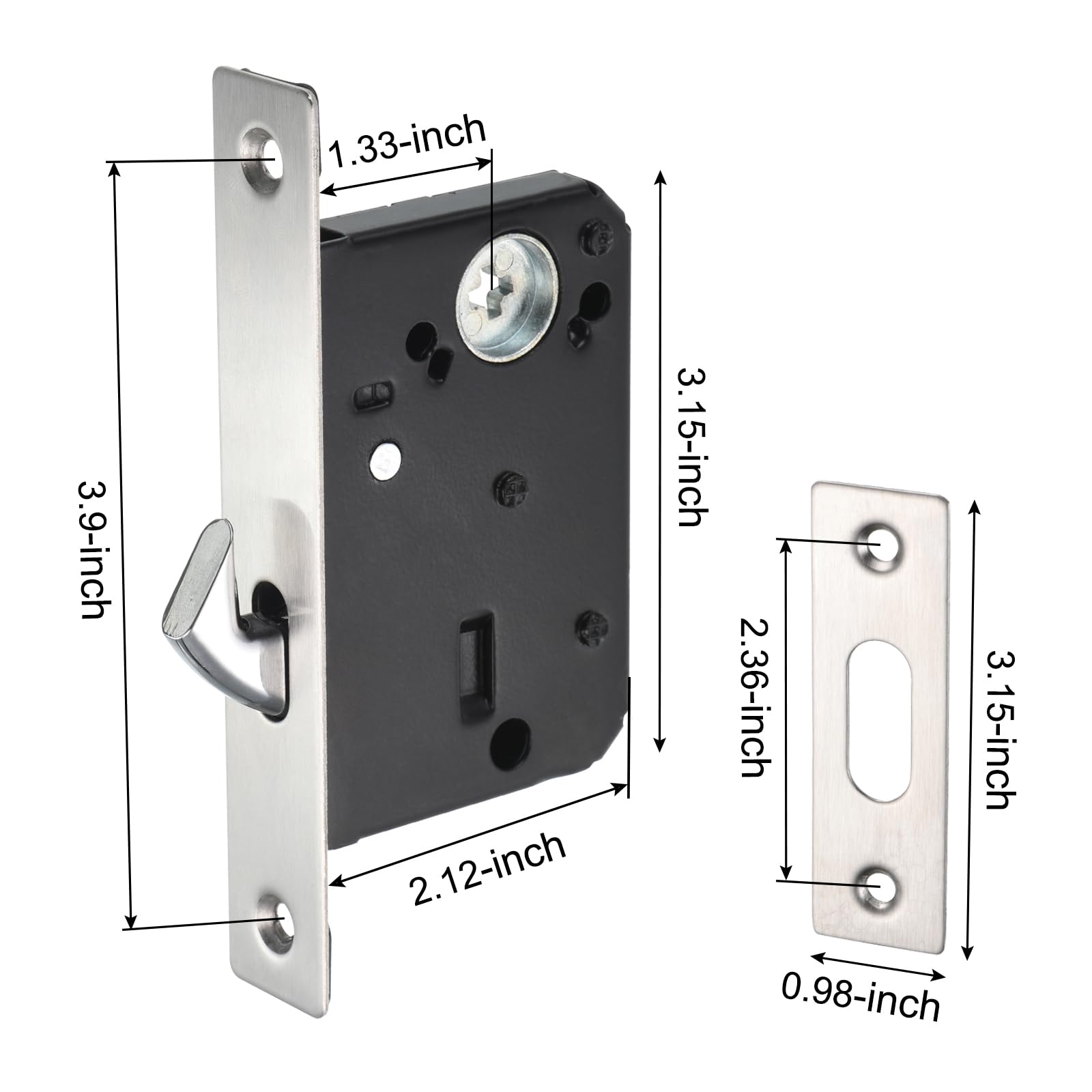 YOKIVE Rust-Resistant Stainless Steel Sliding Door Lock, with Invisible Recessed Handle & Keys, Bronze - Image 3