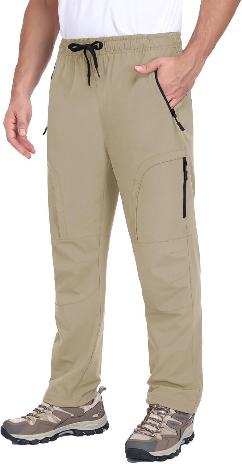 Men's Lightweight Hiking Pants with 5-Pocket Design Breathable Water-Resistant Quick Dry