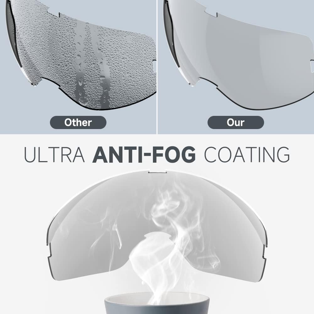 Ski Goggles Snowboard Goggles for Men Women Adults Youth,Over Glasses OTG/100% UV Protection/Anti-fog/Wide Vision - Image 6