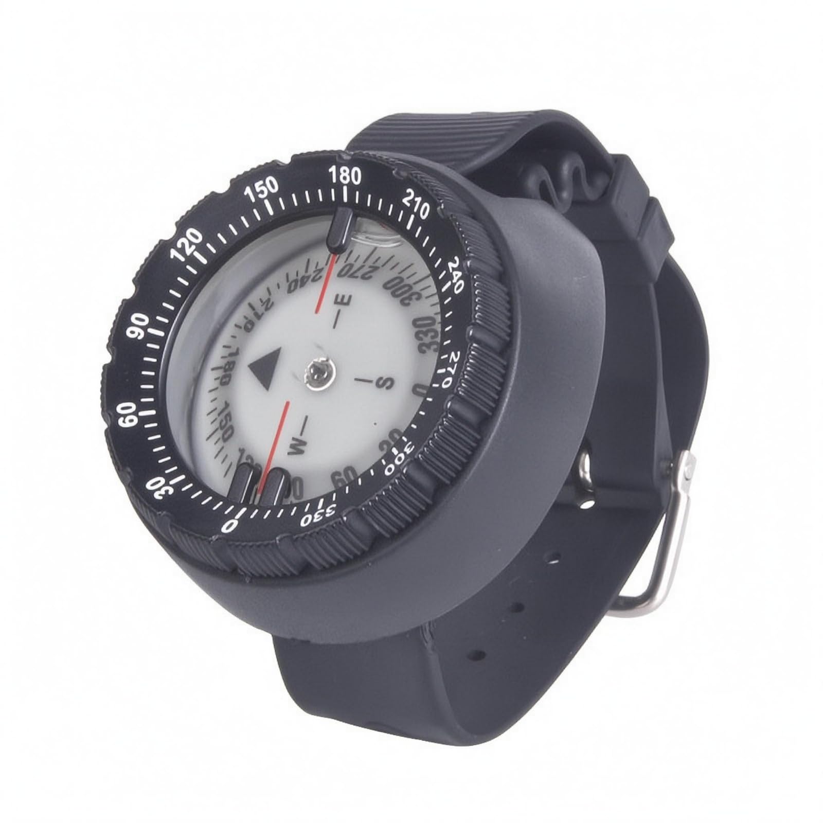 LOVIVER Brújula de Buceo Reloj Brújula Instrumento de Navegación Bisel Moleteado Esfera Redonda Correa Ajustable Hebilla Metálica Material Adecuado para Buceo y Actividades Acuáticas