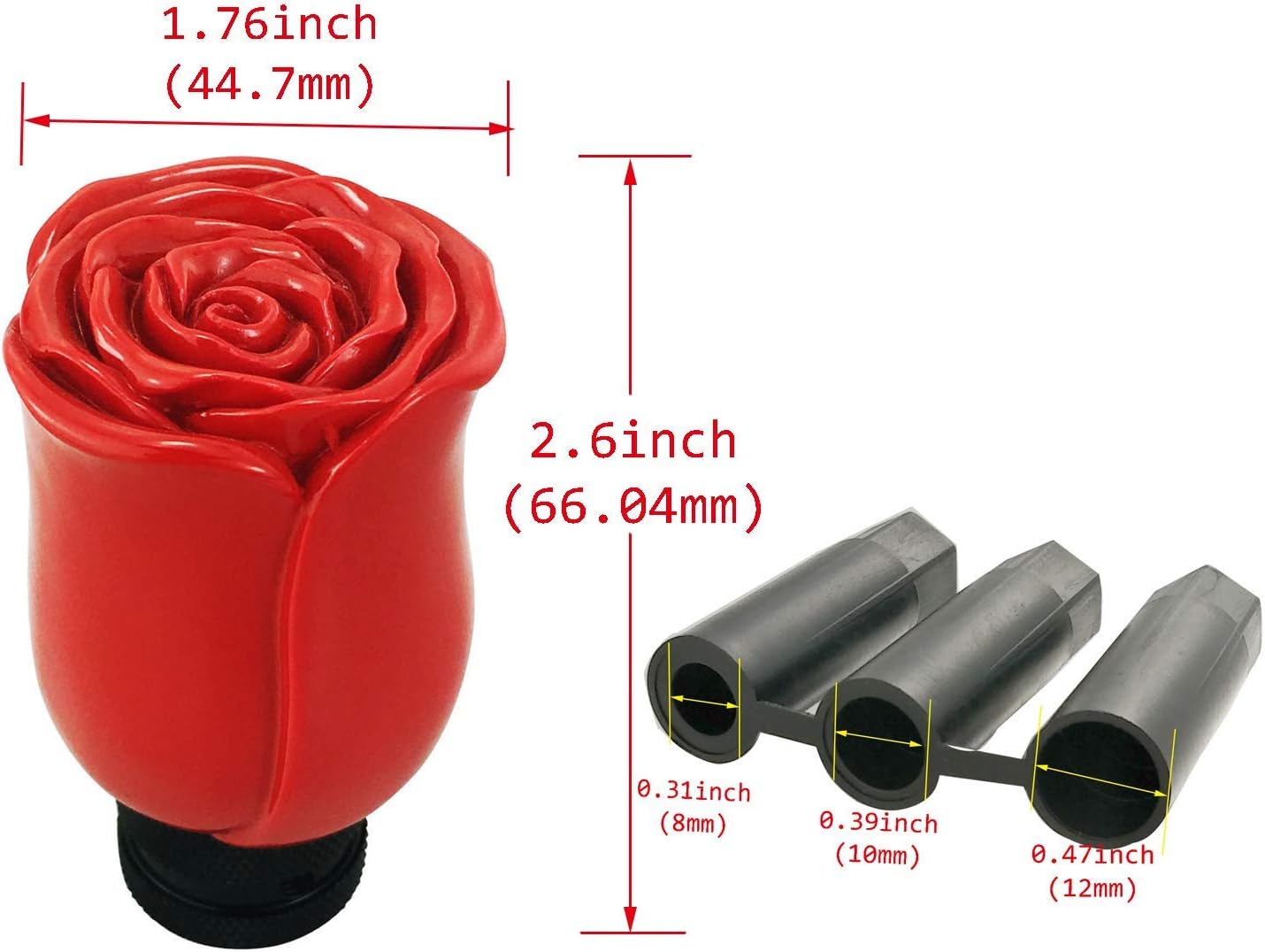 Abfer Skull Shift Knob Bundle Rose Gear Shifter, Grip Shifter Handle Knob Stick Lever Head Replacement for Most Automatic Manual Truck Motor Vehicle image 5