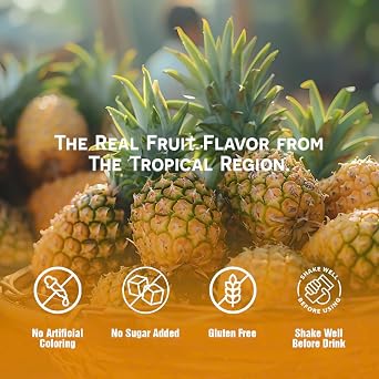Vinut 100% Pure Pineapple Juice Refreshing Tropical Fruit Juice, Not From Concentrate, All-Natural, No Added Sugar, 16.9 fl oz, 12 Pack
