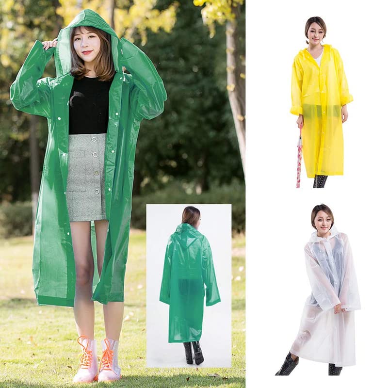 Image of AUGEN By Visions India Women EVA Waterproof Transparent Rain Coat Hooded Outdoor Water Resistant Portable Raincoat Suit for Unisex EVA Rain Coat (Free Size)