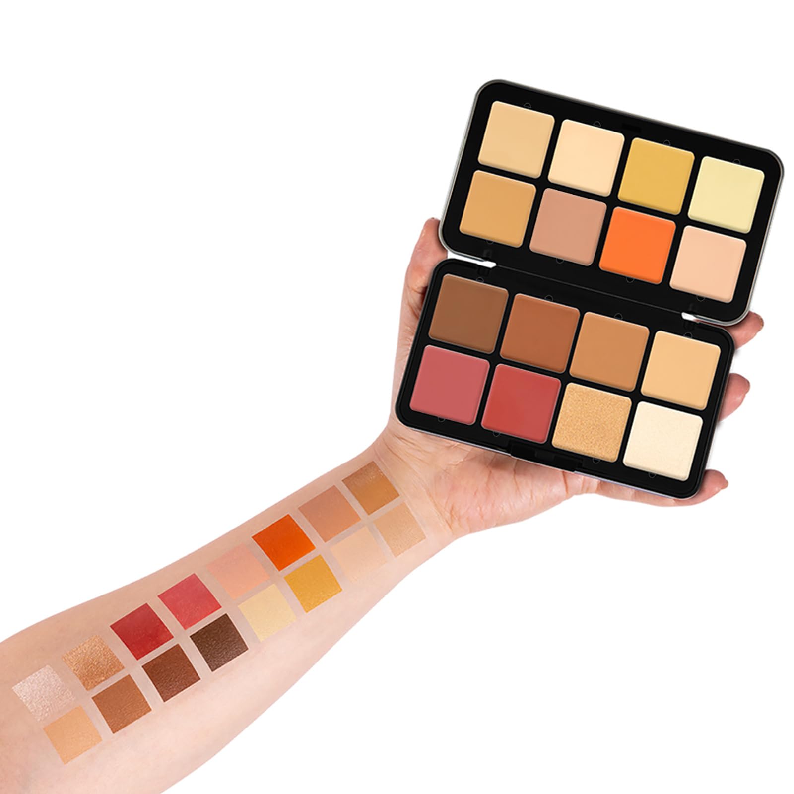 Paleta de maquillaje de 16 colores, tamaño completo, incluye bronceador facial, rubor, oculto, iluminador, contorno, sombra de ojos, 10 pinceles de maquillaje, para viajes, vacaciones, 2