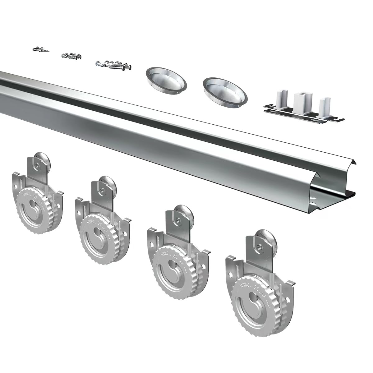 Bypass Sliding Door Hardware 60", Bypass Wardrobe Closet Door Track Set, Smoothly and Quietly, for 2 Door System