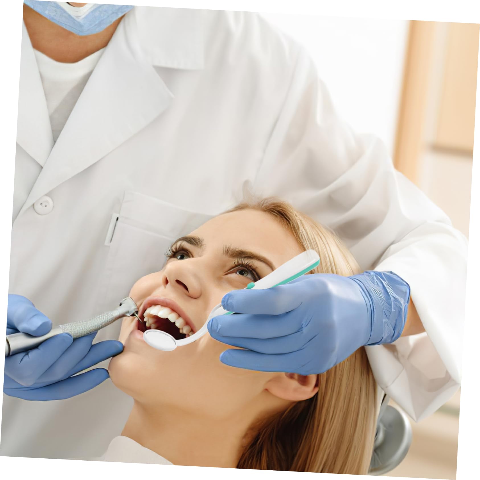 Specchietto per Denti Luce LED Verde, Specchio Dentale in Plastico Pratico e Sicuro per Ispezione Orale e Controllo Dentale