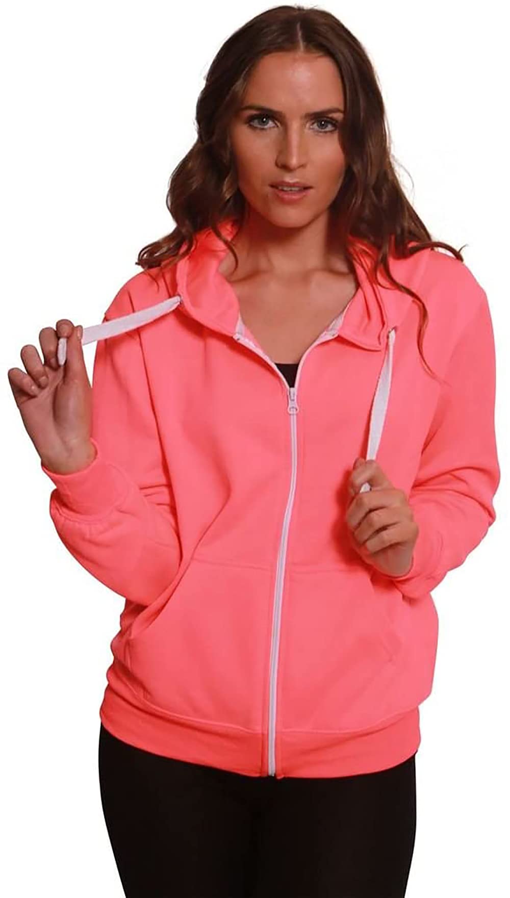 Purple HangerNew Zip Up Hoodie Long Sleeve Plain Ladies Hooded Jacket