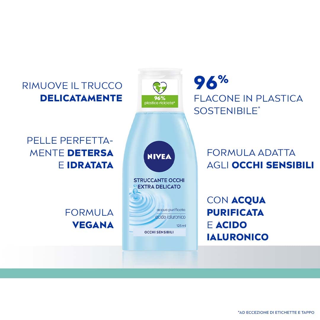 Nivea delikatny środek do demakijażu oczu w opakowaniu 6 x 125 ml, delikatny demakijaż do delikatnego usuwania śladów makijażu, zmywacza wrażliwych oczu