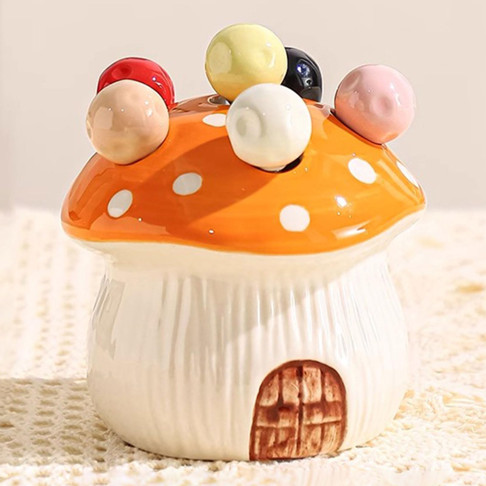 Set de 6 Fourchettes à Dessert en Acier Inoxydable avec Porte-Couverts Champignon, Fourchettes pour Gâteaux et Fruits, Accessoire Décoratif pour Cuisine et Maison