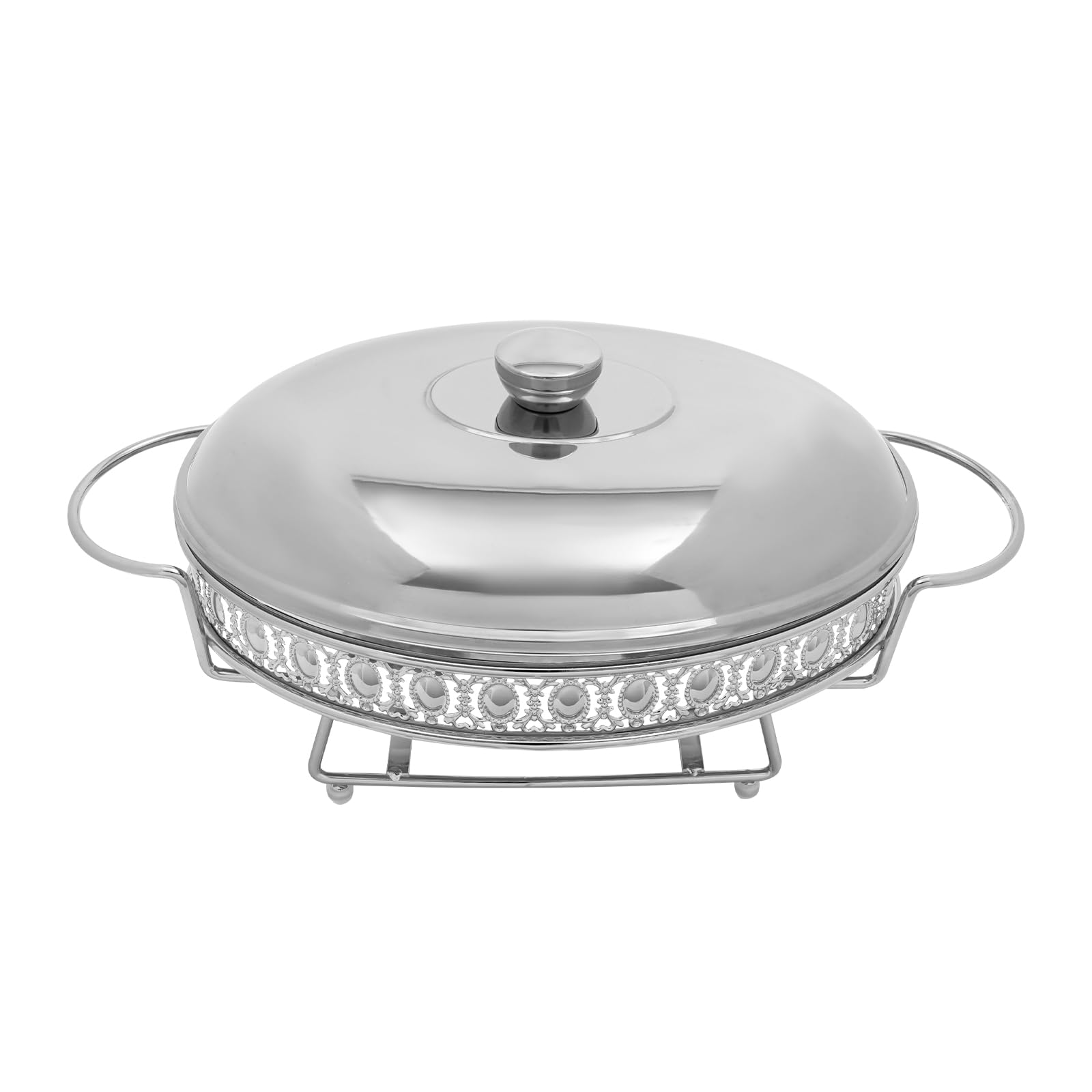 Chafing Dish Buffet Set, Oval Food Warmer, 2.11qt Capacity Stock Pot Buffet Warming Tray, Chafers and Buffet Warmers Sets for Gatherings, Events, Buffets (Silver)