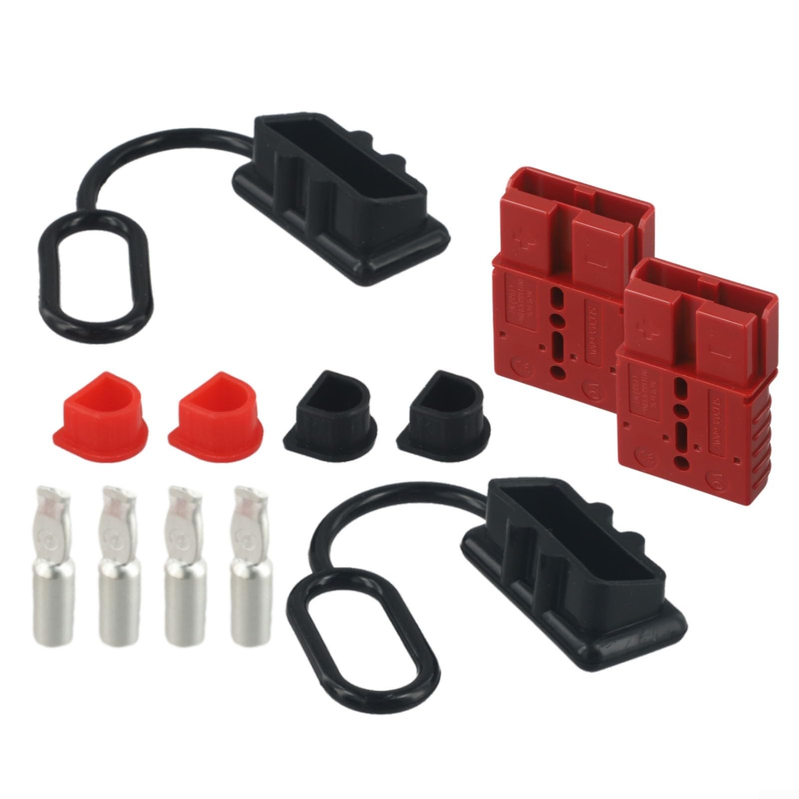 Set di connettori professionali per terminali batteria da 120 A 600 V, 2 pezzi, con coperture protettive per veicoli su larga scala (rosso)