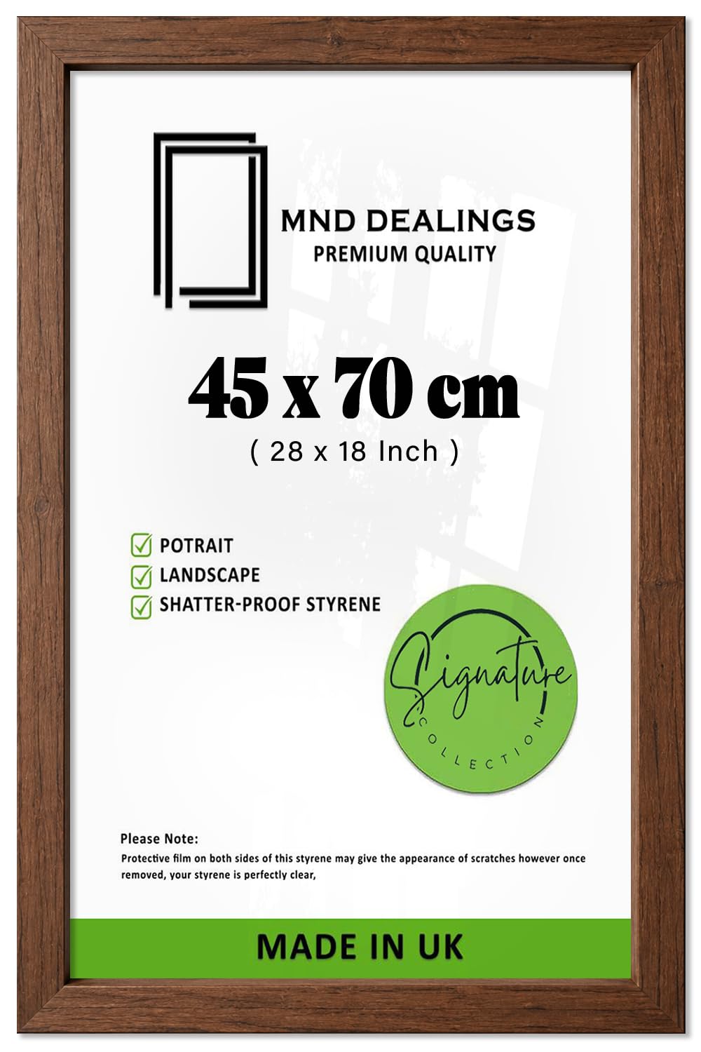 MND Dealings — Contemporary Large (45 X 70 CM) Wall Frame | Versatile Vertical And Horizontal Display, Modern Walnut Finish For Living Rooms And Gallery Walls 28 X 18 Inch Visual Showcase