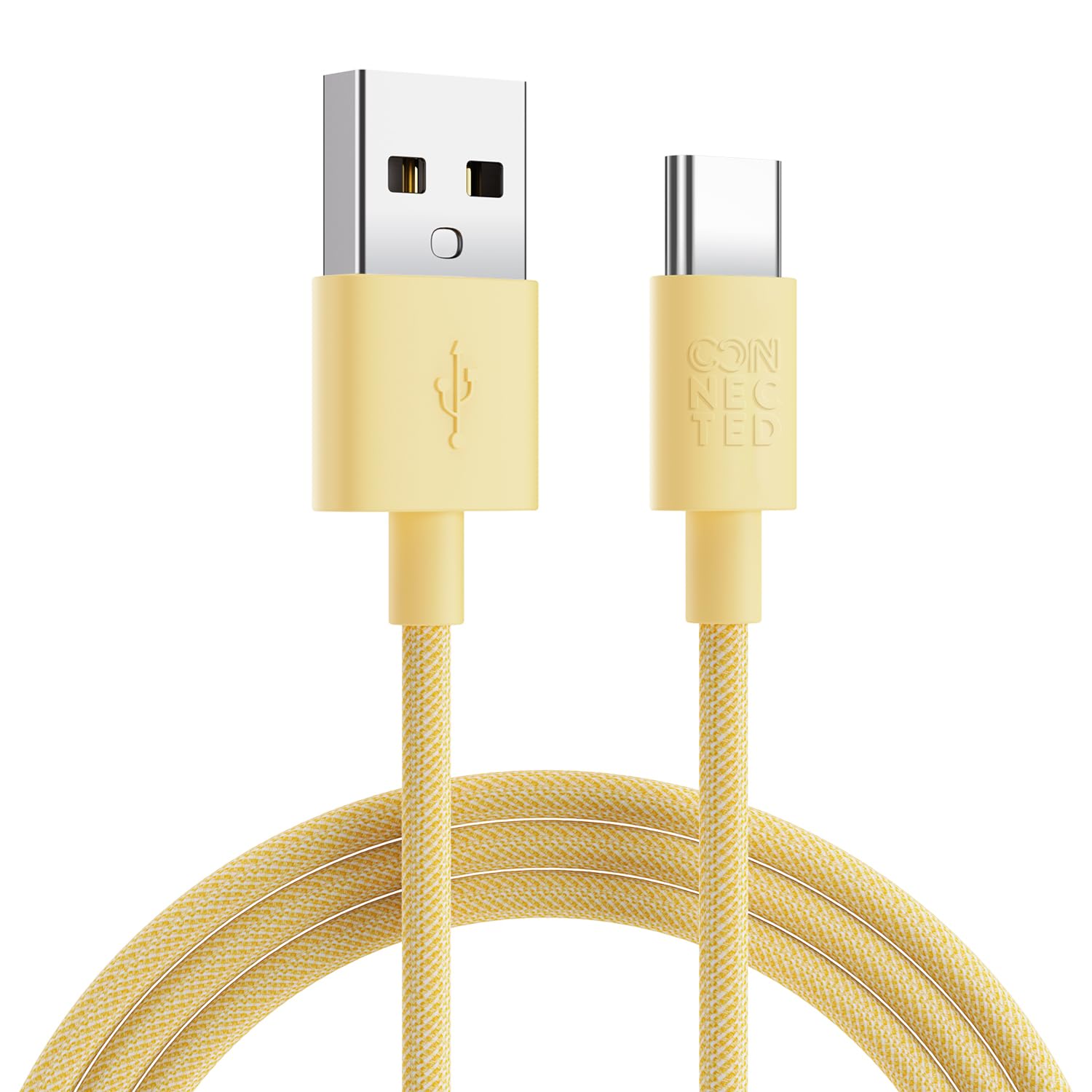 Connectedtybe C Cable | iPhone Samsung Fast Charger Cable | USB C Braided Charging Cable | 1.2m (Yellow)