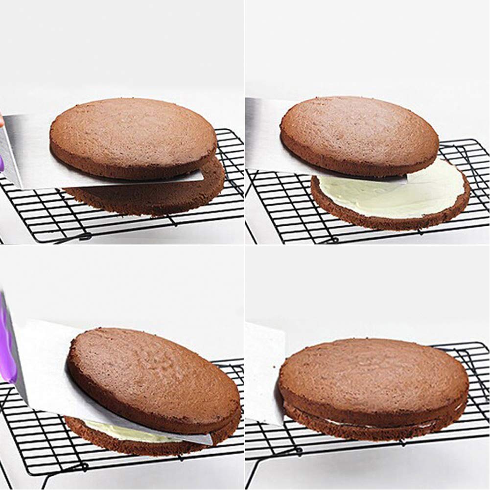 Levantador de pasteles de acero inoxidable y pala de transferencia de pizza, herramienta de hornear de 12 pulgadas para pastelería, espátula de galletas con mango antideslizante, esenciales para 9