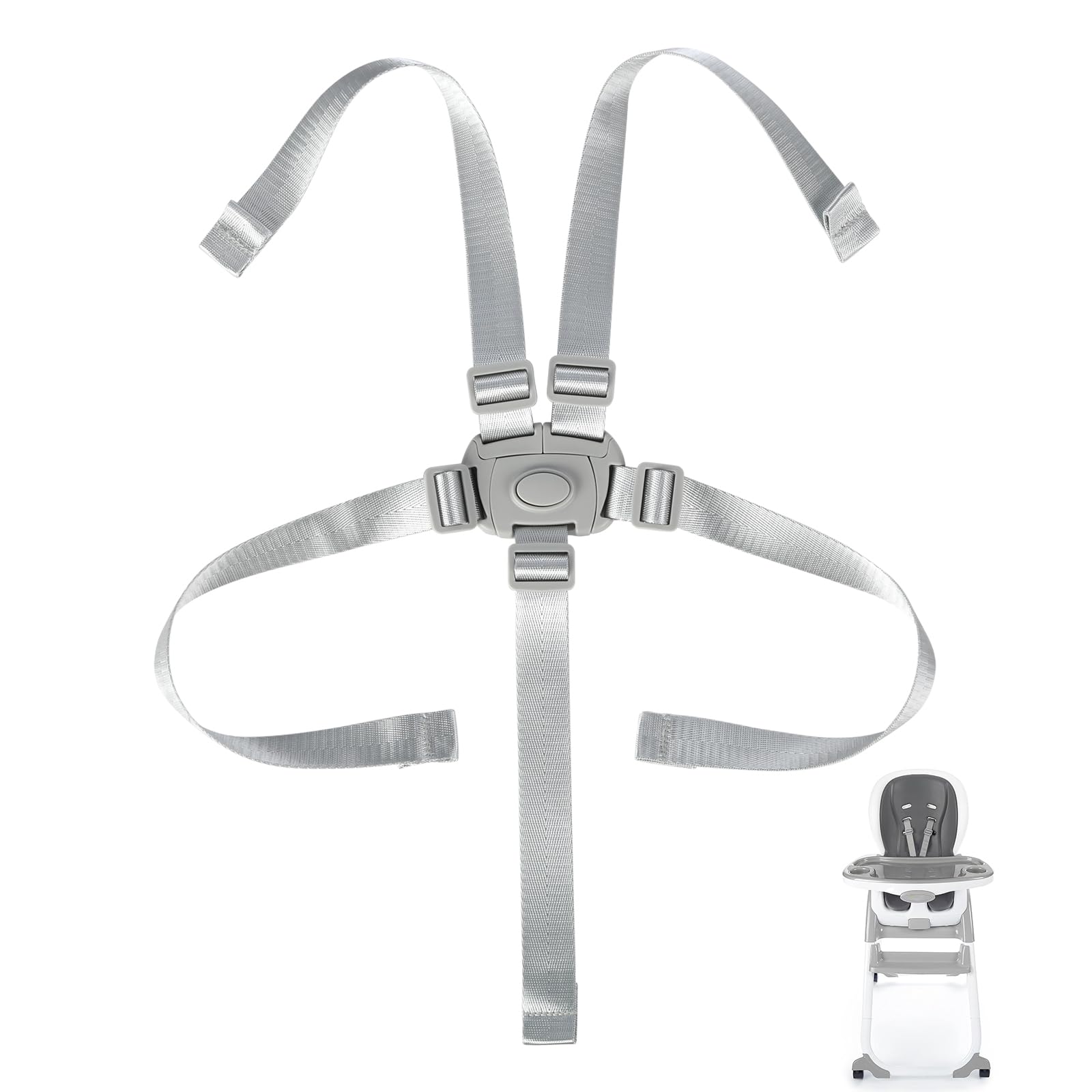 Adjustable High Chair Straps Replacement Compatible with Ingenuity for Most for Most 5 Point High Chairs,Secure Buckle,1PC